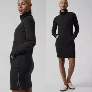 Athleta Cozy Karma Funnel Neck Dress Small NWOT Black